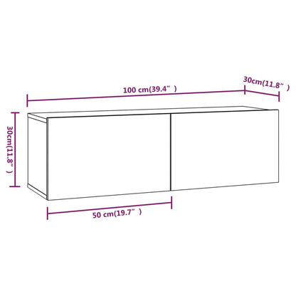 Tv-wandmeubel 100x30x30 cm bewerkt hout gerookt eikenkleurig