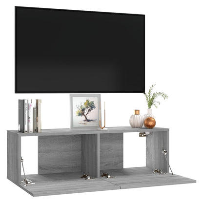 Tv-wandmeubel 100x30x30 cm bewerkt hout grijs sonoma eikenkleur