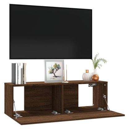 Tv-wandmeubel 100x30x30 cm bewerkt hout bruin eikenkleur