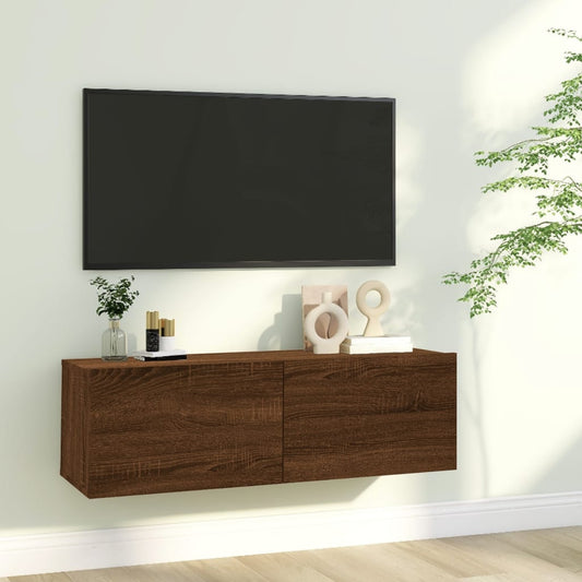 Tv-wandmeubel 100x30x30 cm bewerkt hout bruin eikenkleur