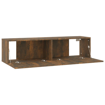 Tv-wandmeubel 120x30x30 cm bewerkt hout gerookt eikenkleurig