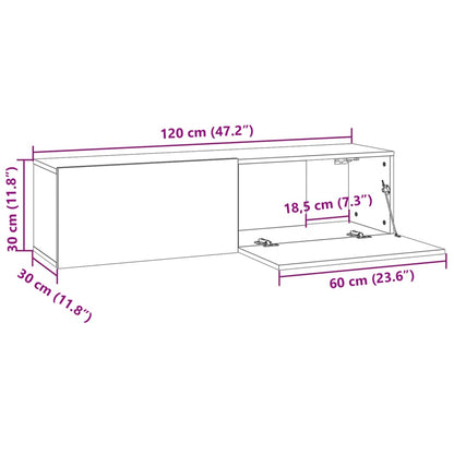 Tv-wandmeubel 120x30x30 cm bewerkt hout gerookt eikenkleurig