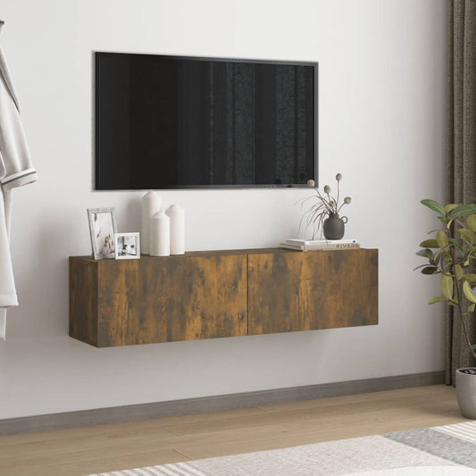 Tv-wandmeubel 120x30x30 cm bewerkt hout gerookt eikenkleurig