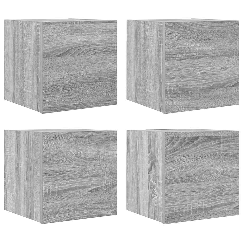 Tv-wandmeubelen 4 st 30,5x30x30 cm grijs sonoma eikenkleurig