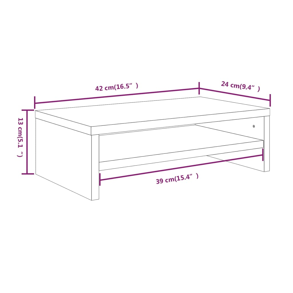 Monitorstandaard 42x24x13 cm bewerkt hout grijs sonoma eiken