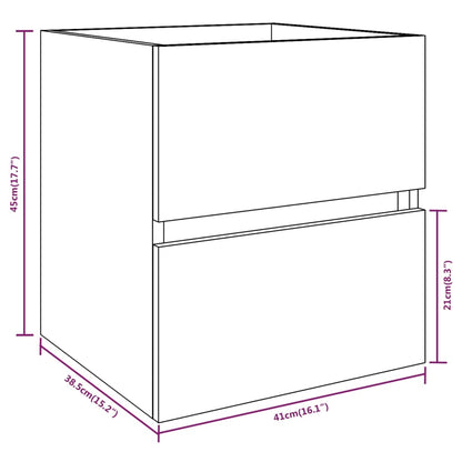 Wastafelkast 41x38,5x45 cm bewerkt hout gerookt eikenkleurig