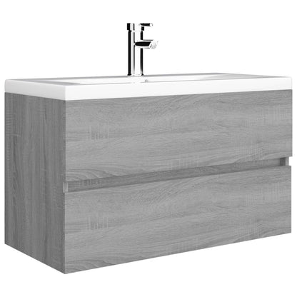 Wastafelkast 80x38,5x45 cm bewerkt hout grijs sonoma eikenkleur