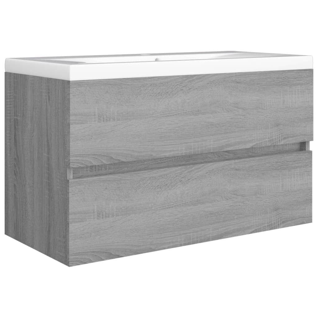 Wastafelkast 80x38,5x45 cm bewerkt hout grijs sonoma eikenkleur