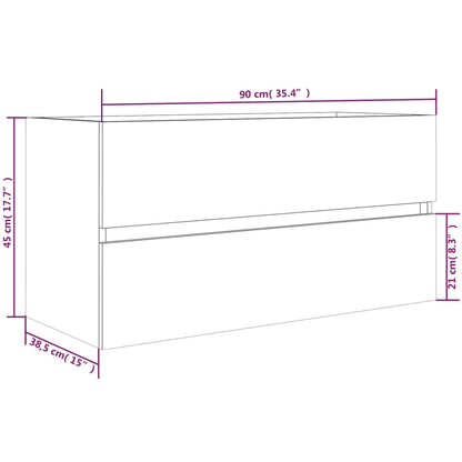 Wastafelkast 90x38,5x45 cm bewerkt hout gerookt eikenkleurig