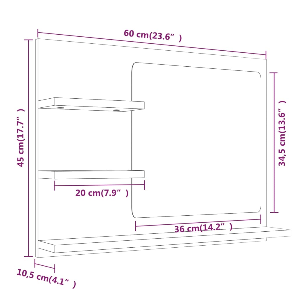 Badkamerspiegel 60x10,5x45 cm bewerkt hout gerookt eikenkleurig