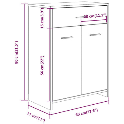 Badkamerkast 60x33x80 cm bewerkt hout gerookt eikenkleurig