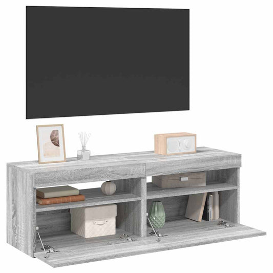 Tv-meubels 2 st met LED-verlichting 60x35x40 cm grijs sonoma