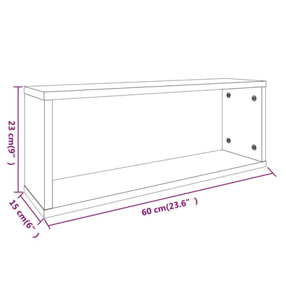 Wandschappen kubus 6 st 60x15x23 cm bewerkt hout grijs sonoma