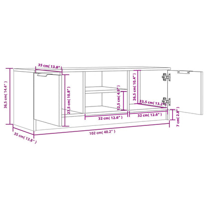 Tv-meubel 102x35x36,5 cm bewerkt hout zwart