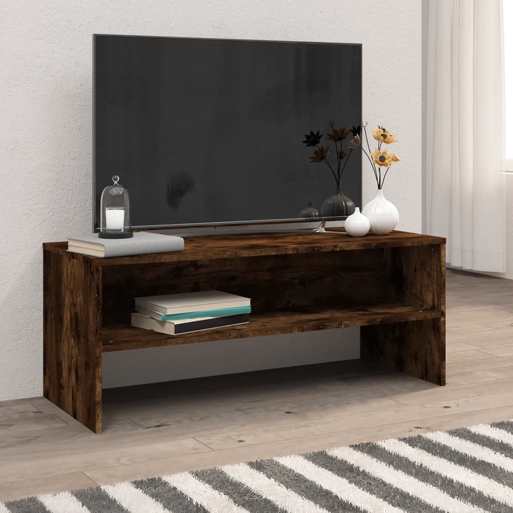 Tv-meubel 100x40x40 cm bewerkt hout gerookt eikenkleurig