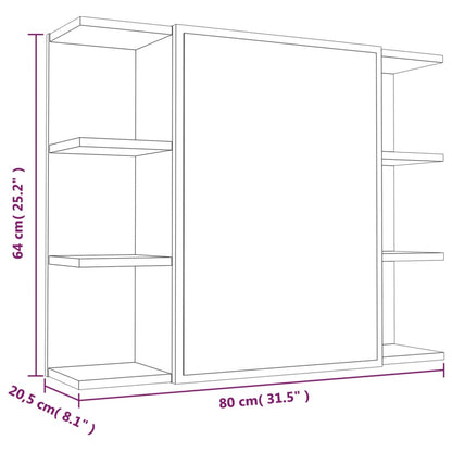 Badkamerspiegelkast 80x20,5x64 cm bewerkt hout bruin eikenkleur