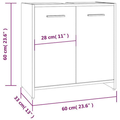 Badkamerkast 60x33x60 cm bewerkt hout gerookt eikenkleurig