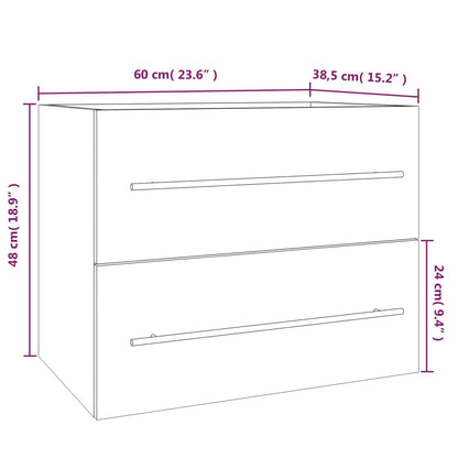 Wastafelkast 60x38,5x48 cm bewerkt hout gerookt eikenkleurig