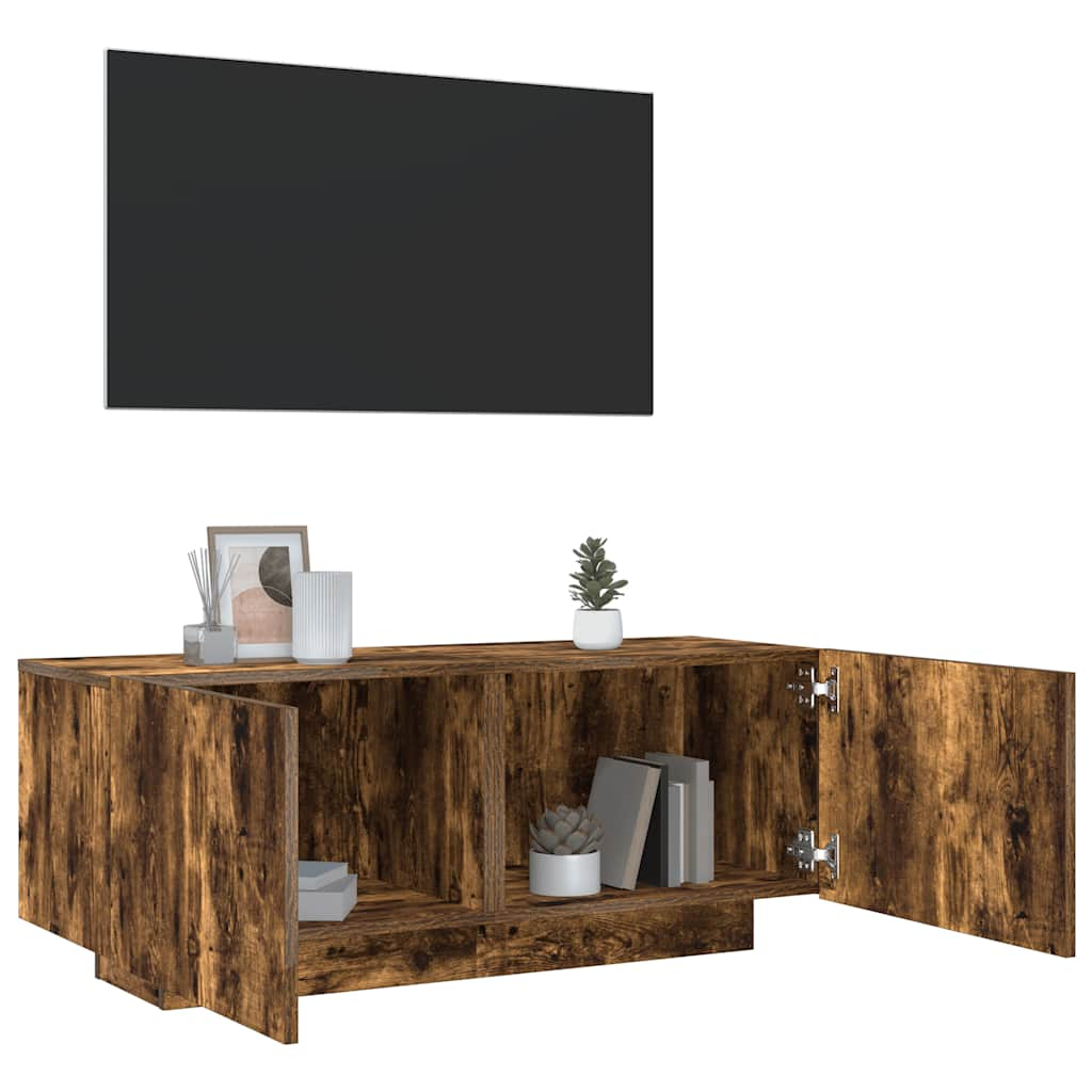 Tv-meubel 100x35x40 cm bewerkt hout gerookt eikenkleurig