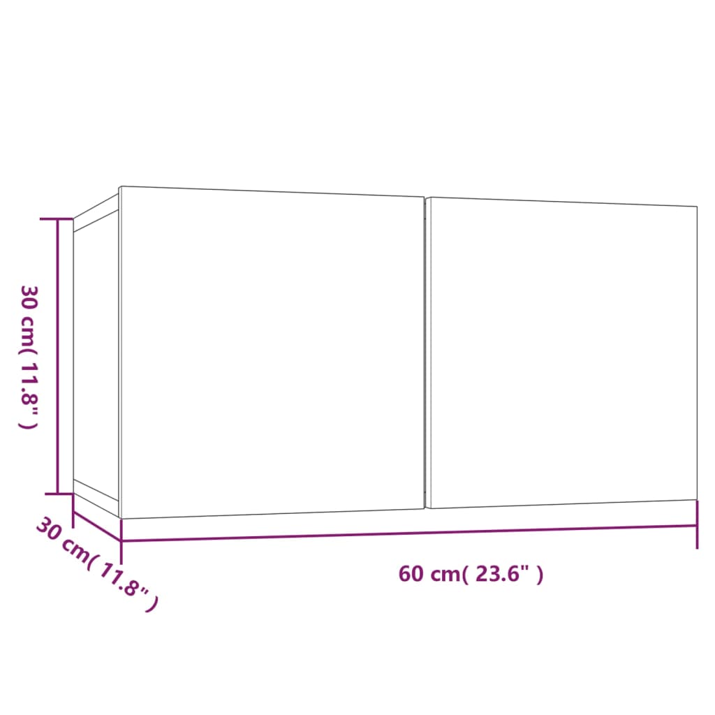 Tv-hangmeubel 60x30x30 cm bewerkt hout grijs sonoma eikenkleur