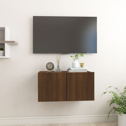 Tv-hangmeubel 60x30x30 cm bewerkt hout bruin eikenkleur