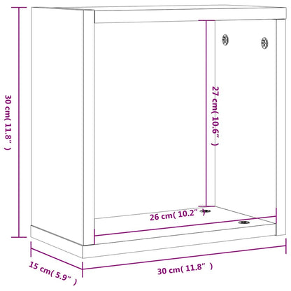 Wandschappen kubus 6 st 30x15x30 cm grijs sonoma