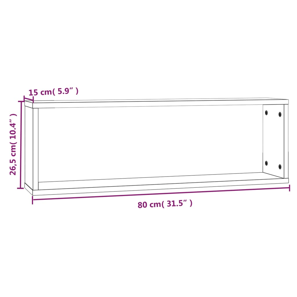 Wandschappen kubus 4 st 80x15x26,5 cm hout bruin eikenkleur