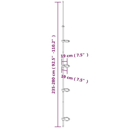 Doucherekje 4-laags telescopisch hoekmodel aluminium zilver