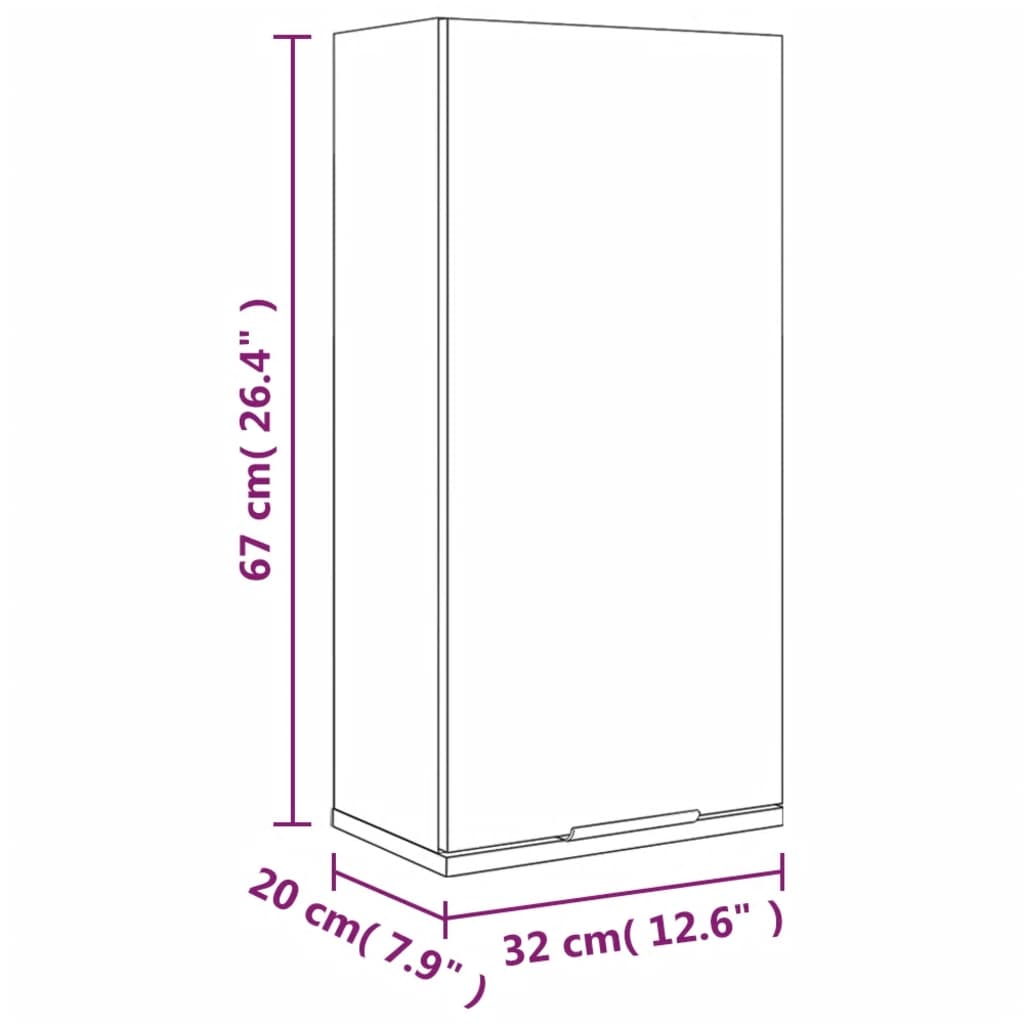 Badkamerkast wandgemonteerd 32x20x67 cm zwart