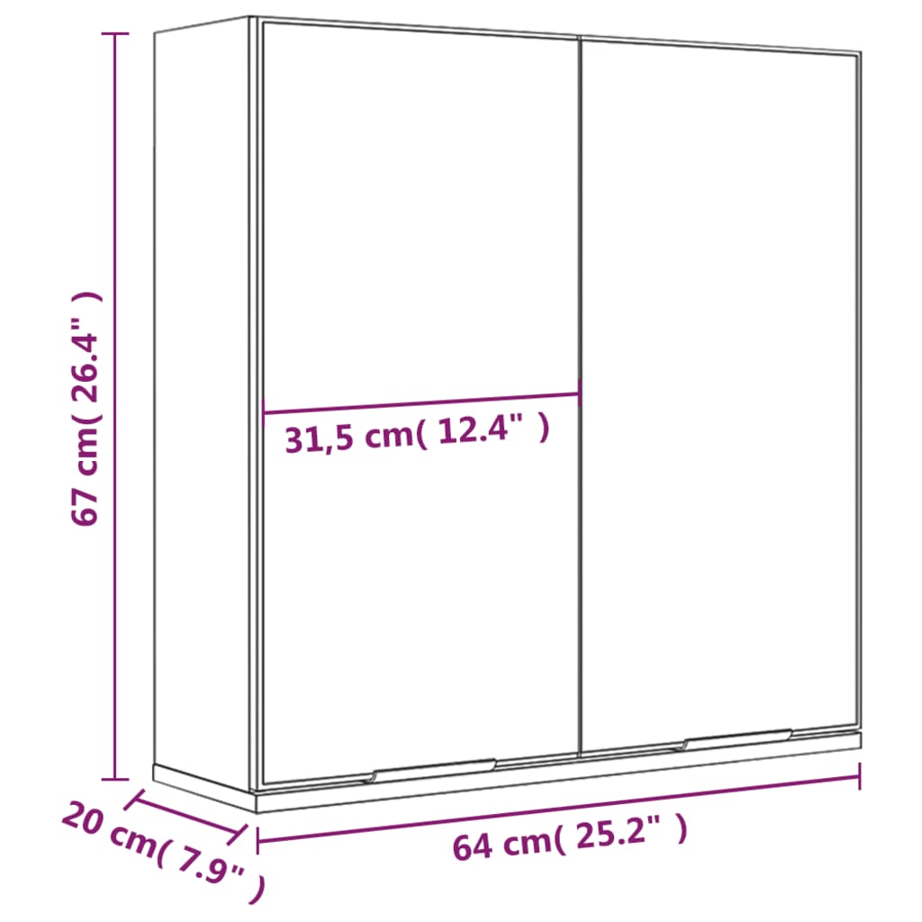 Badkamerkast met spiegel 64x20x67 cm betongrijs