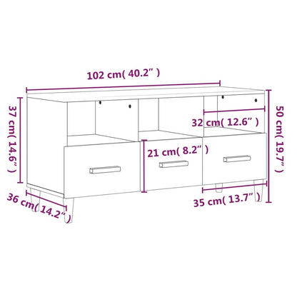 Tv-meubel 102x36x50 cm bewerkt hout betongrijs