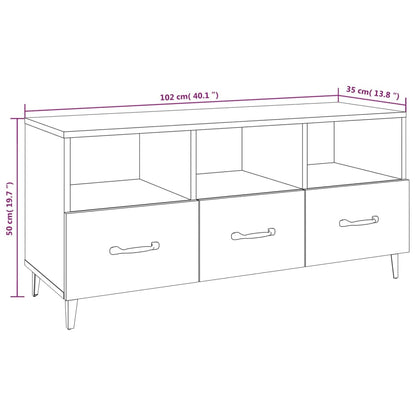 Tv-meubel 102x35x50 cm bewerkt hout wit