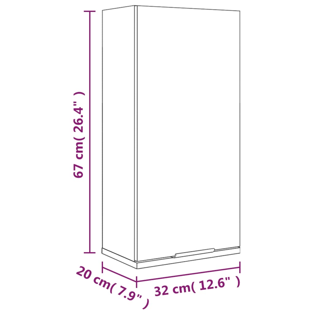 Badkamerkast wandgemonteerd 32x20x67 cm gerookt eikenkleurig