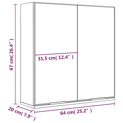 Badkamerkast met spiegel 64x20x67 cm grijs sonoma eikenkleurig