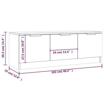 Tv-meubel 102x35x36,5 cm bewerkt hout bruin eikenkleur