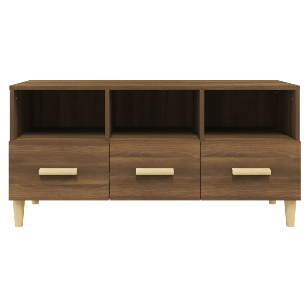 Tv-meubel 102x36x50 cm bewerkt hout bruin eikenkleur