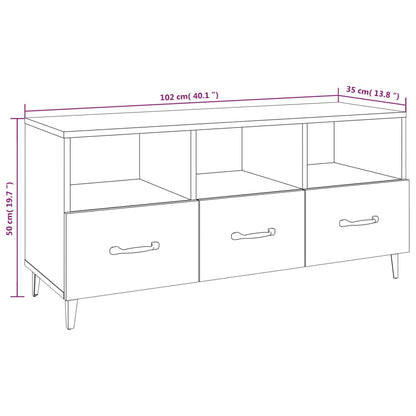 Tv-meubel 102x35x50 cm bewerkt hout grijs sonoma eikenkleurig