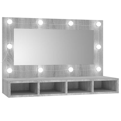 Spiegelkast met LED-verlichting 90x31,5x62 cm grijs sonoma