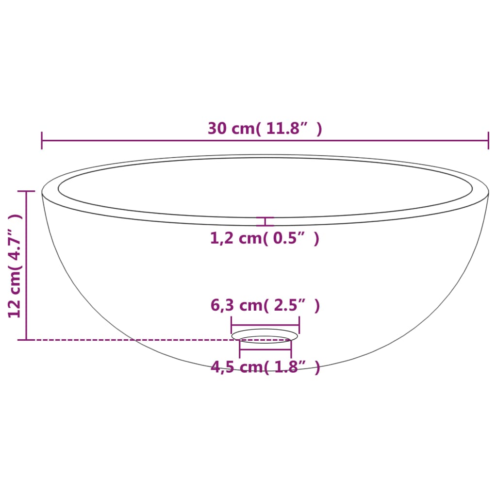 Wasbak 30x12 cm gehard glas zwart