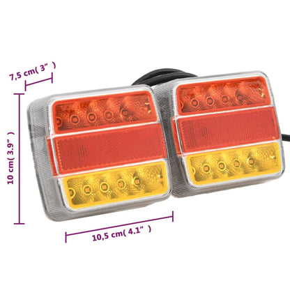 Aanhangerlampen 2 st LED-lamp 12 V 10,5x7,5x10 cm rood