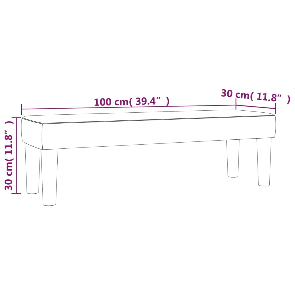 Bankje 100x30x30 cm stof lichtgrijs