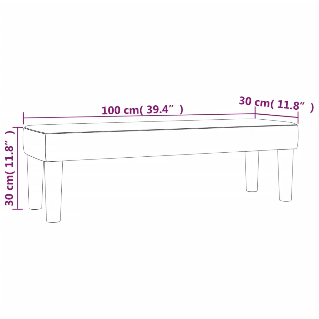 Bankje 100x30x30 cm stof lichtgrijs