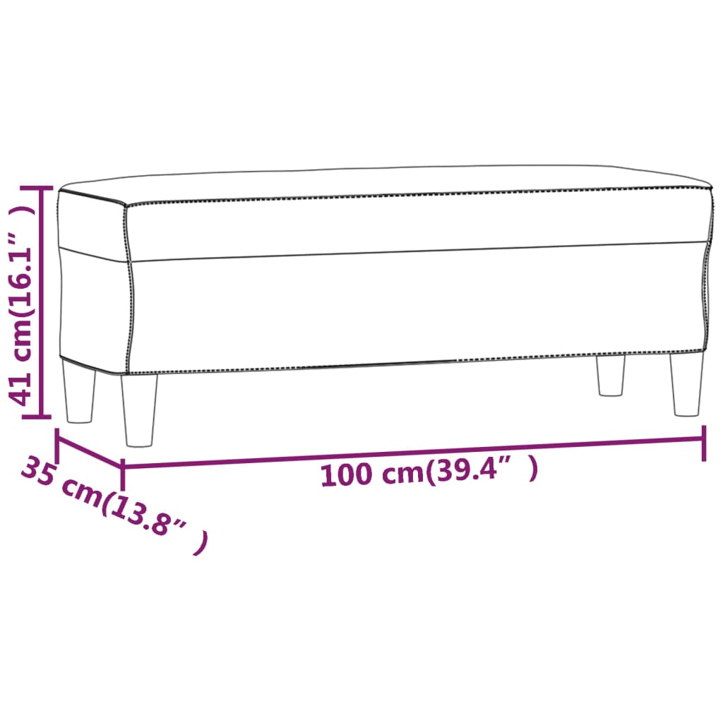 Bankje 100x35x41 cm stof lichtgrijs