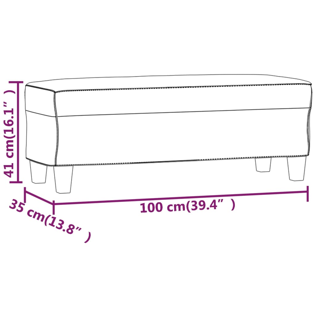 Bankje 100x35x41 cm kunstleer zwart