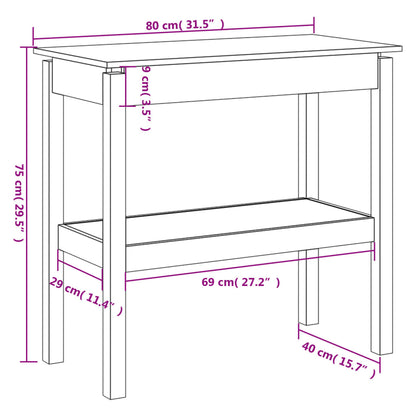 Wandtafel 80x40x75 cm massief grenenhout