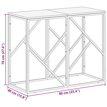 Wandtafel roestvrij staal en massief gerecycled hout zilver