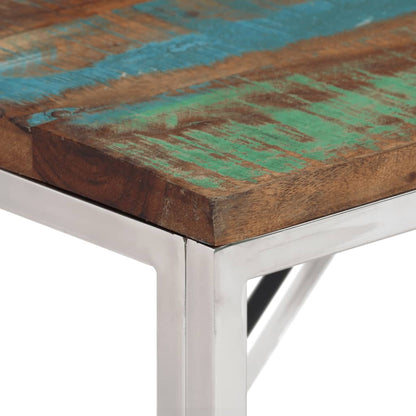 Wandtafel roestvrij staal en massief gerecycled hout zilver