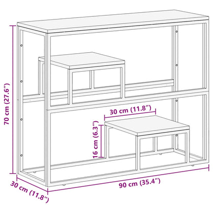 Wandtafel roestvrij staal en massief bielshout zilverkleurig