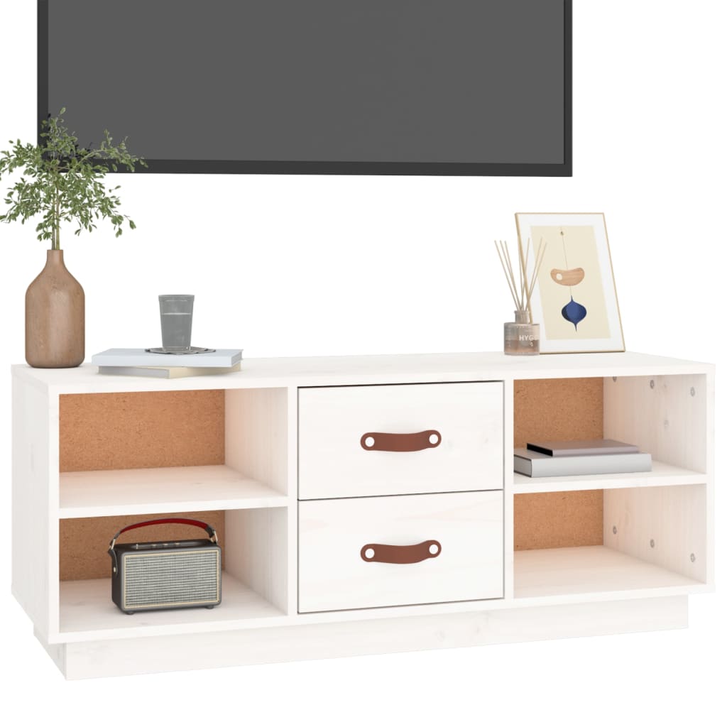 Tv-meubel 100x34x40 cm massief grenenhout wit