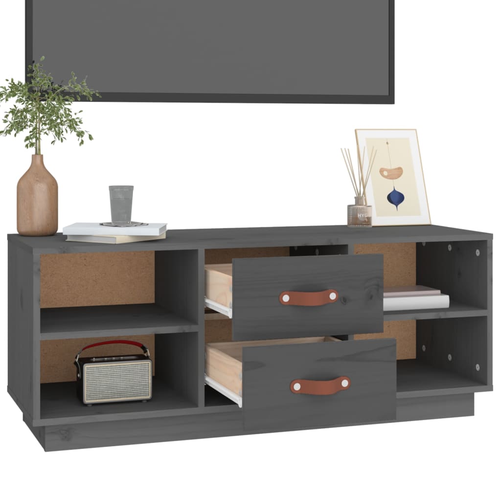 Tv-meubel 100x34x40 cm massief grenenhout grijs